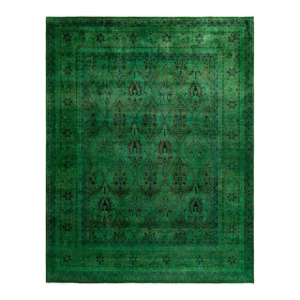 Overdyed Green 8 ft. x 10 ft. Solid Wool Indoor Area Rug