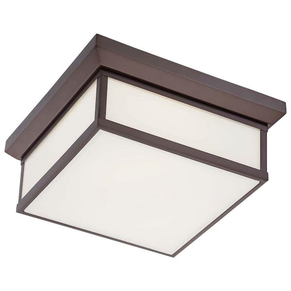 Minka Lavery 13 in. 2-Light Harvard Court Bronze Flush Mount