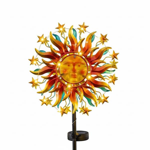 60.3 in. H Metal Solar Wind Spinner hining LED Lights for Outdoor Garden Lawn Yard