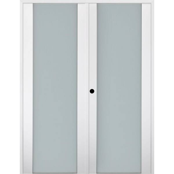 Belldinni Smart Pro 48"x 96" Right Hand Active 1-Lite Frosted Glass Polar White Finished Wood Composite Double Prehung French Door