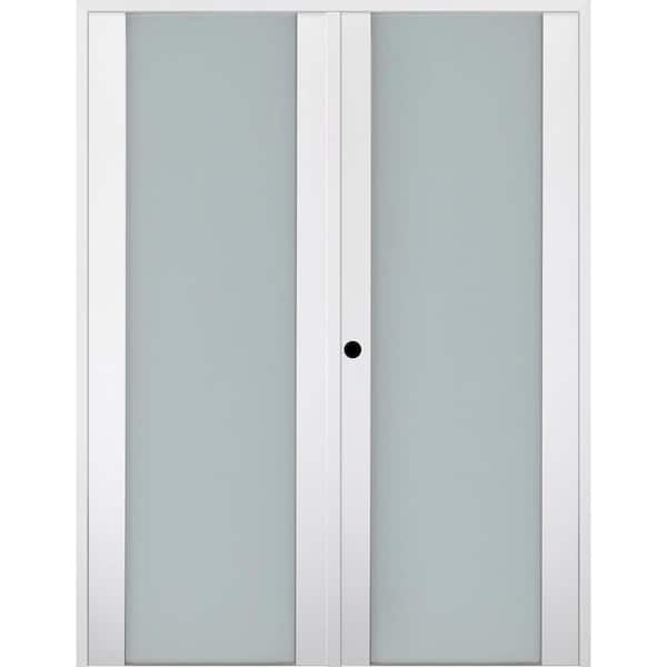 Belldinni Smart Pro 56"x 96" Right Hand Active 1-Lite Frosted Glass Polar White Finished Wood Composite Double Prehung French Door