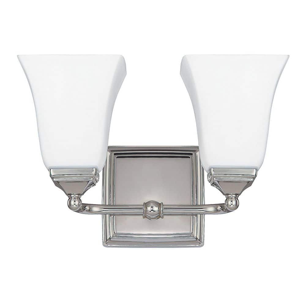 Cade 12.5 in. W x 8.5 in. H x 6.5 in. E 2-Light Polished Nickel Vanity Light with Soft White Glass Shades price history on PriceWatchPro
