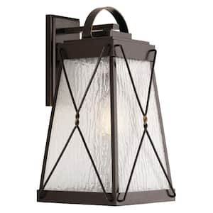 Glenbrook Collection 1-Light Oil Rubbed Bronze 18.75 in. Outdoor Wall Lantern Sconce