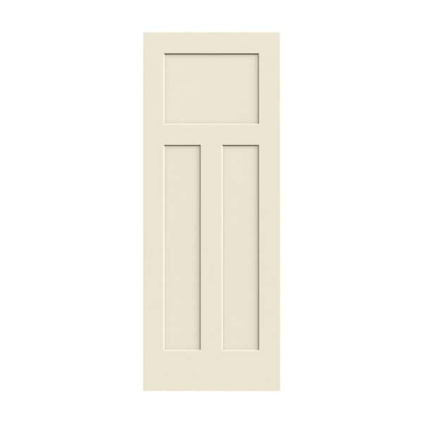 24 in. x 80 in. 3 Panel Craftsman Primed Smooth Molded Composite MDF Interior Door Slab