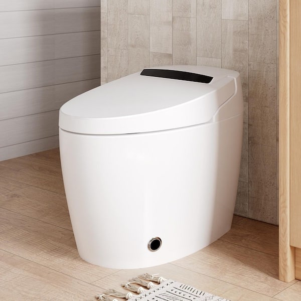 Elongated Bidet Toilet 1.28 GPF in White with Heated Seat, Auto Flush, Dryer, Smart Remote, and Night Light