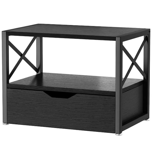 Black 17.3 in. x 13 in. Wood Rustic Desk Organizer Shelf with Drawer