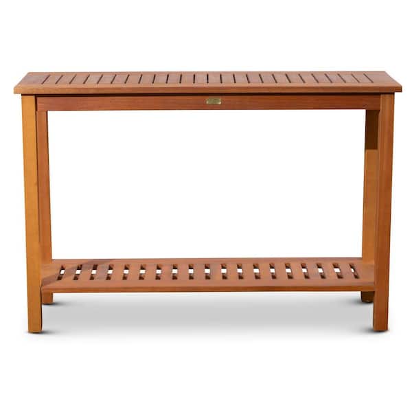 TIRAMISUBEST Wood Outdoor Bar Console Table in Natural