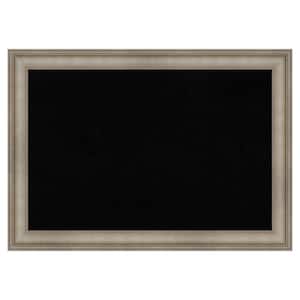 Mezzanine Antique Silver Narrow Wood Framed Black Corkboard 41 in. x 29 in. Bulletin Board Memo Board
