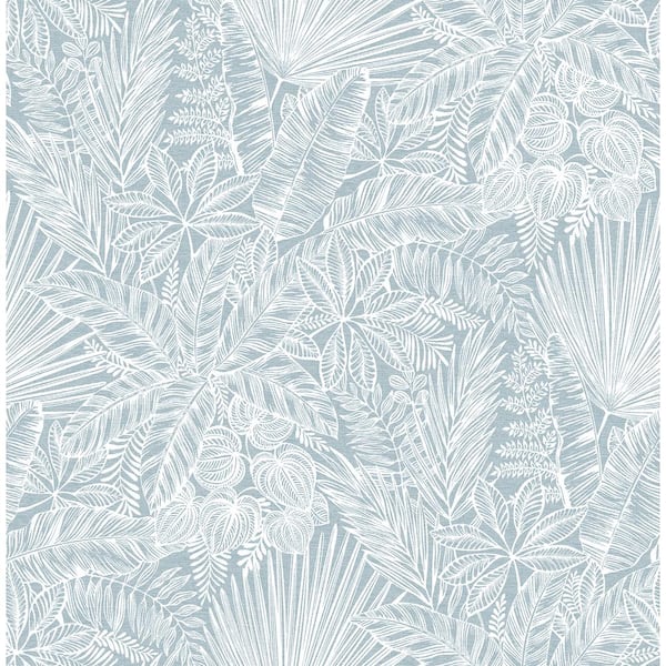 A-Street Prints Vita Blue Botanical Matte Non Woven Wallpaper Roll