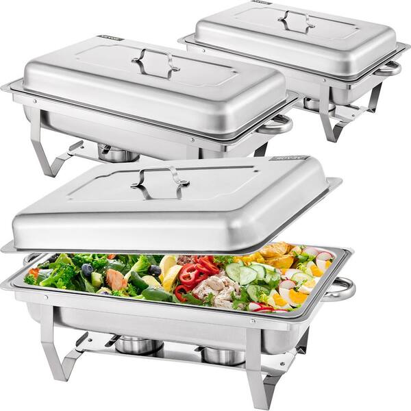 8 Qt.Stainless Steel Rectangular 4 Pakcs Buffet Trays Chafer Chafing Dish Warmer 
