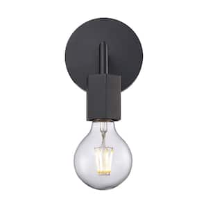Placerville 4.5 in. 1-Light Black Bathroom Wall Light Fixture with Geometric Socket