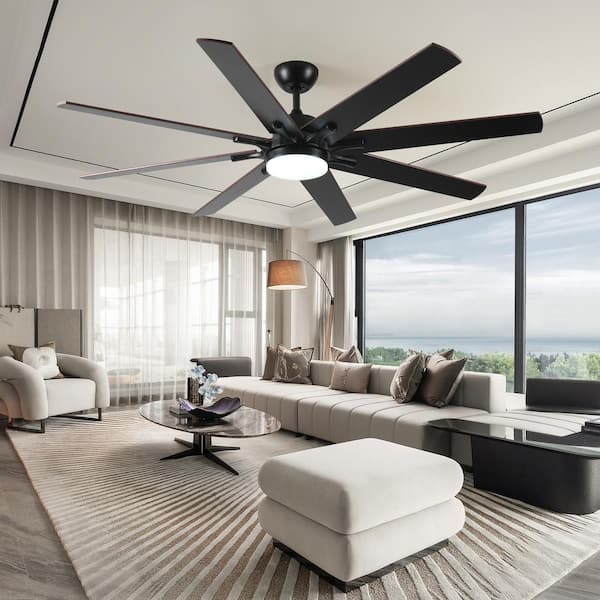 Tervo 72 in. Indoor Black Plywood Smart Ceiling Fan with Integrated LED, Works with Alexa/Google
