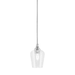 Sparta 100-Watt 1-Light Chrome Shaded Pendant Light Mini Pendant with Clear Bubble Glass and No Bulb Included