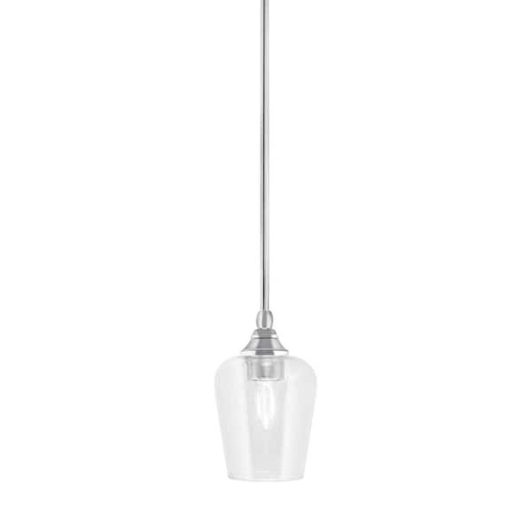 Unbranded Sparta 100-Watt 1-Light Chrome Shaded Pendant Light Mini Pendant with Clear Bubble Glass and No Bulb Included