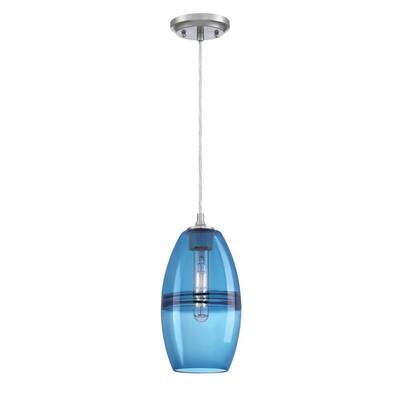 Soren 1-Light Brushed Nickel Shaded Mini Pendant with Sapphire Glass