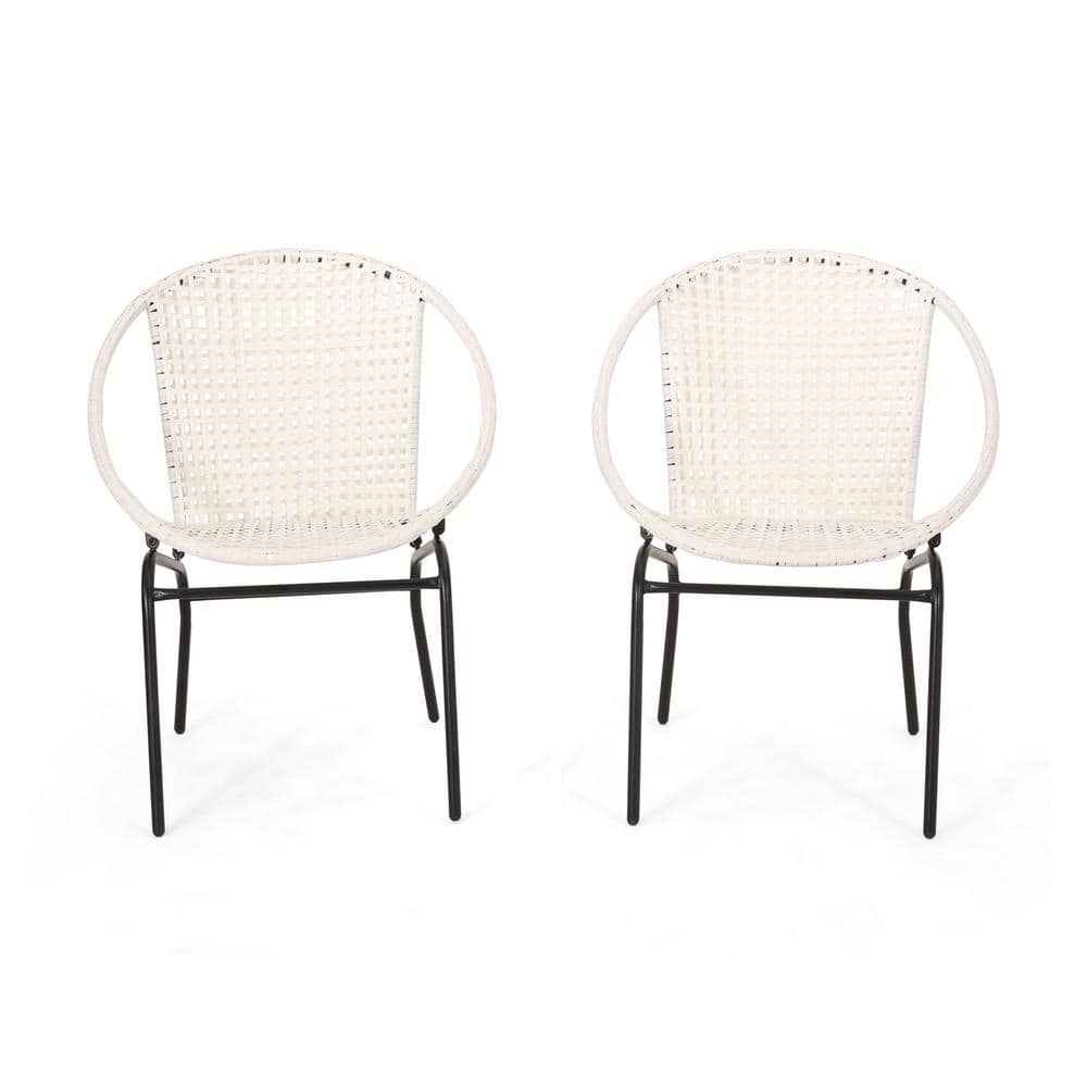Hot Selling Iron Outdoor Recliner Dining Chair in White Set of 2 for Garden