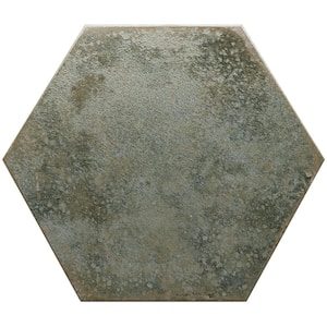 Mandalay Hex Green 4 in. x 0.34 in. Polished Porcelain Floor and Wall Tile Sample