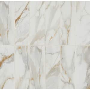 Calcatta Gold Matte 4 in. x 12 in. Porcelain Marble Look Mosaic Wall Tile (4.99 sq. ft./Case)