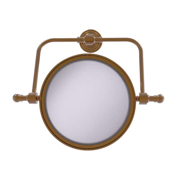 Allied Brass Retro Wave 8in. W x 8in. H Round Framed  Wall Mounted Magnifying Bathroom Make-Up Mirror with 5X Mag. in Brushed Bronze