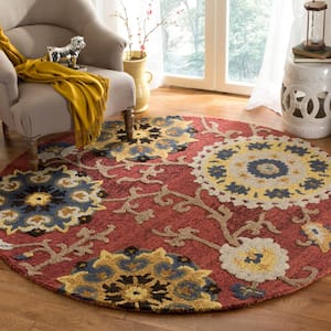 Blossom Red/Multi 4 ft. x 4 ft. Round Floral Area Rug