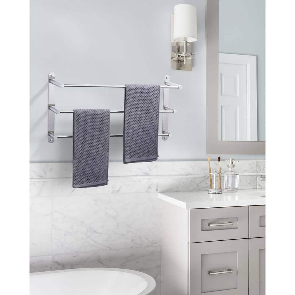24 in. Brushed Nickel 3-Tier Wall Mounted Towel Rack
