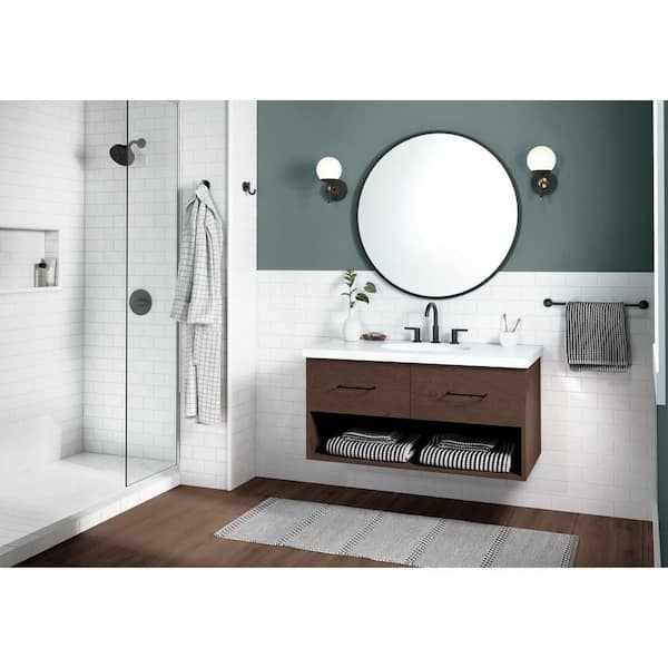 Nicoli 5-Spray Shower Faucet with 8 in. Widespread Double Handle Bathroom Faucet in Matte Black