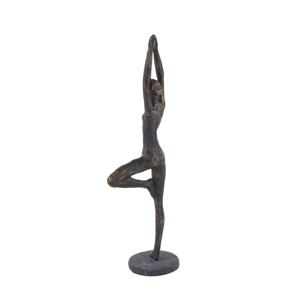 18" Brass Polystone Yoga Pose Tabletop Sculpture