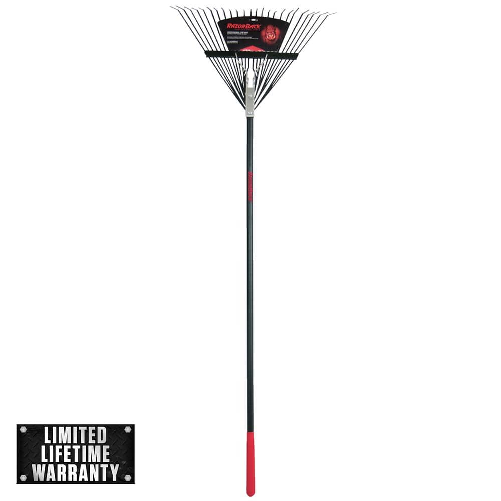 Razor-Back 51 in. Fiberglass Handle 24-Tine Steel Rake 2915200 - The Home Depot