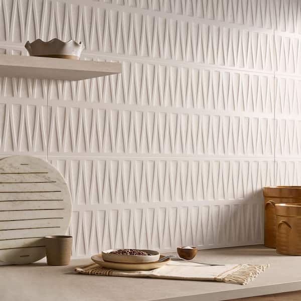 Ivy Hill Tile Terravine Deco White 11.73 in. x 35.35 in. 3D Mixed