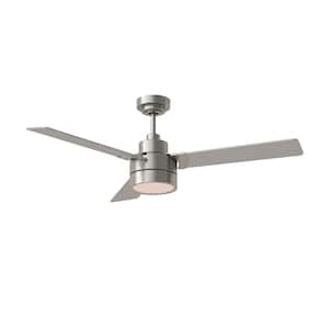 Jovie 52 in. Integrated LED Indoor/Outdoor Brushed Steel Ceiling Fan with Light Kit, Wall Control and Reversible Motor