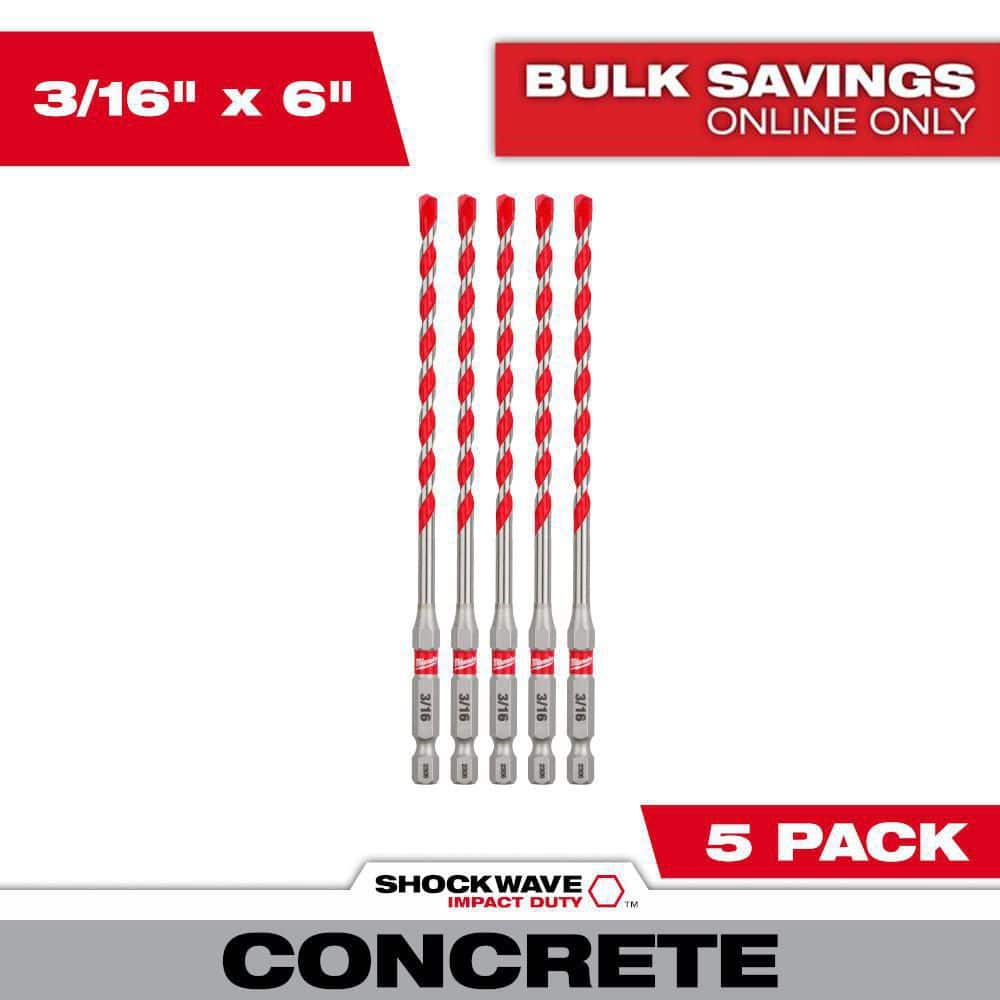 3/16 in. SHOCKWAVE Carbide Hammer Drill Bits (5-Pack) price history on PriceWatchPro