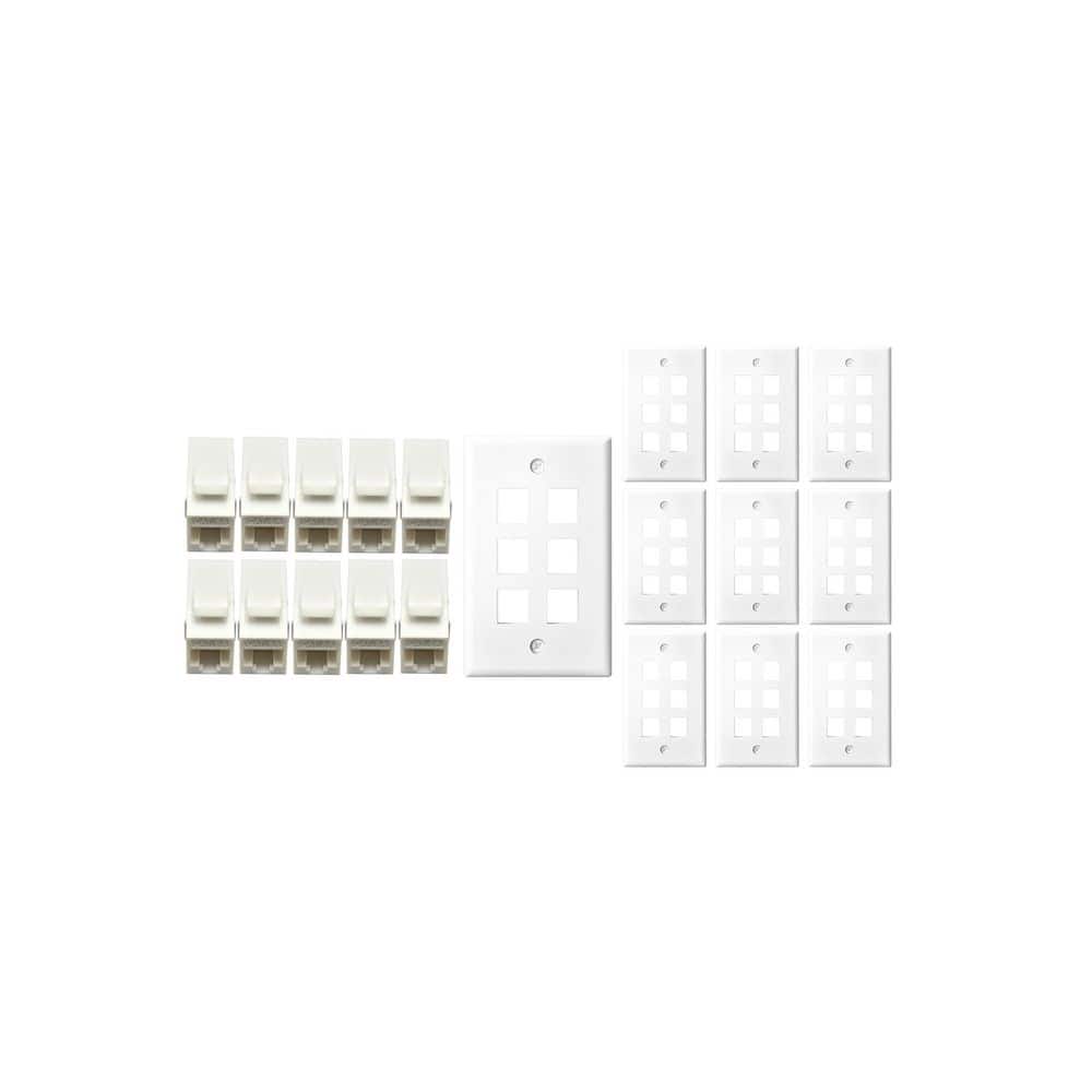Micro Connectors, Inc 10-Pack 1-Gang White Keystone Plastic Wall Plate ...