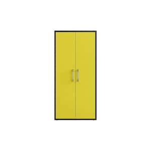 Eiffel 35.43 in. W x 73.43 in. H x 17.72 in. D 4-Shelf Freestanding Cabinet in Matte Black and Yellow