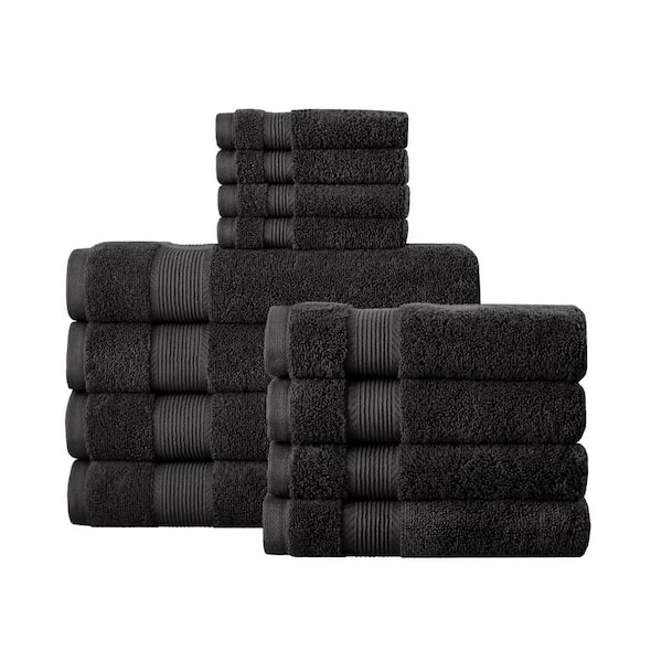StyleWell HygroCotton Black 12-Piece Bath Towel Set