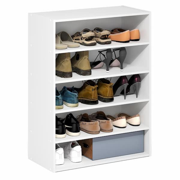Furinno 31.5 in. H 15-Pair Black Dark Oak Wood Shoe Rack 25005WHD