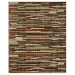 Gordon Red/Green 7 ft. 10 in. x 10 ft. Striped Area Rug