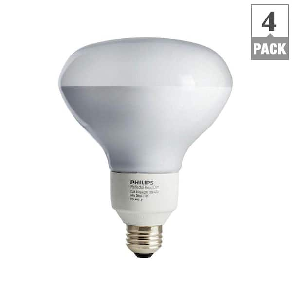 Philips 65-Watt Equivalent R30 Dimmable CFL Flood Light Bulb Soft White (2700K) (4-Pack)