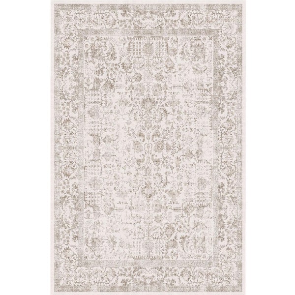 HaiiMeid Entomology Brown 9 ft. x 12 ft. Vintage Floral Area Rug