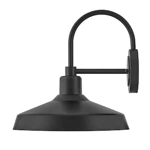 Forge 1-Light Black Hardwired Outdoor Wall Lantern Sconce