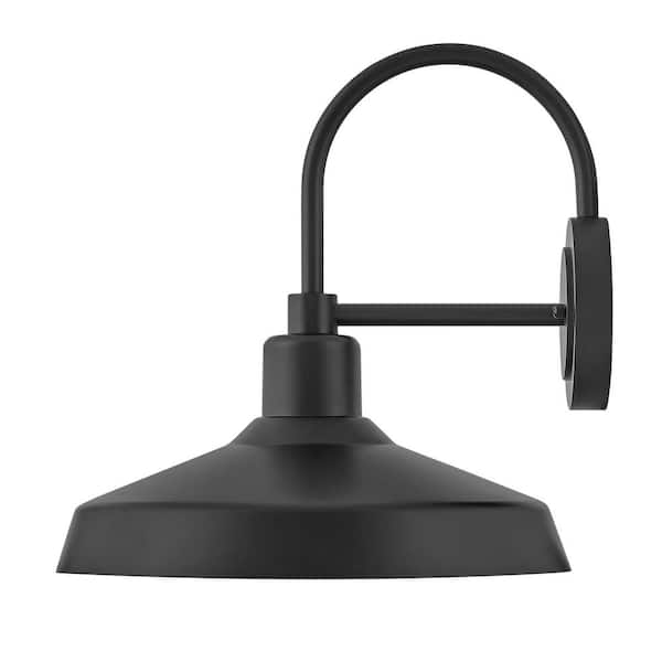 Forge 1-Light Black Hardwired Outdoor Wall Lantern Sconce