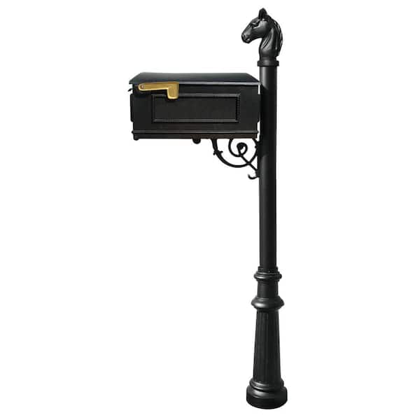 QualArc Lewiston Equine Black Post Mount Non-Locking Mailbox