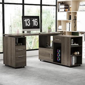 ATLAS 71″ Modern Home & Office Furniture Desk Brown & Black