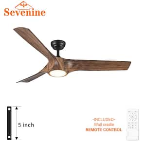 Splenda 56 in. Indoor Farmhouse Matte Black Ceiling Fans with 3-Colors Integrated LED and ABS Wood Grain Blades