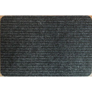 Ribbed charcoal 18 in x 27 in Polyester Dirt Resistant Door Mat