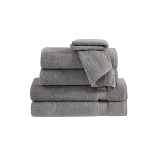 Cloud 6-Piece Grey Solid Cotton Towel Set