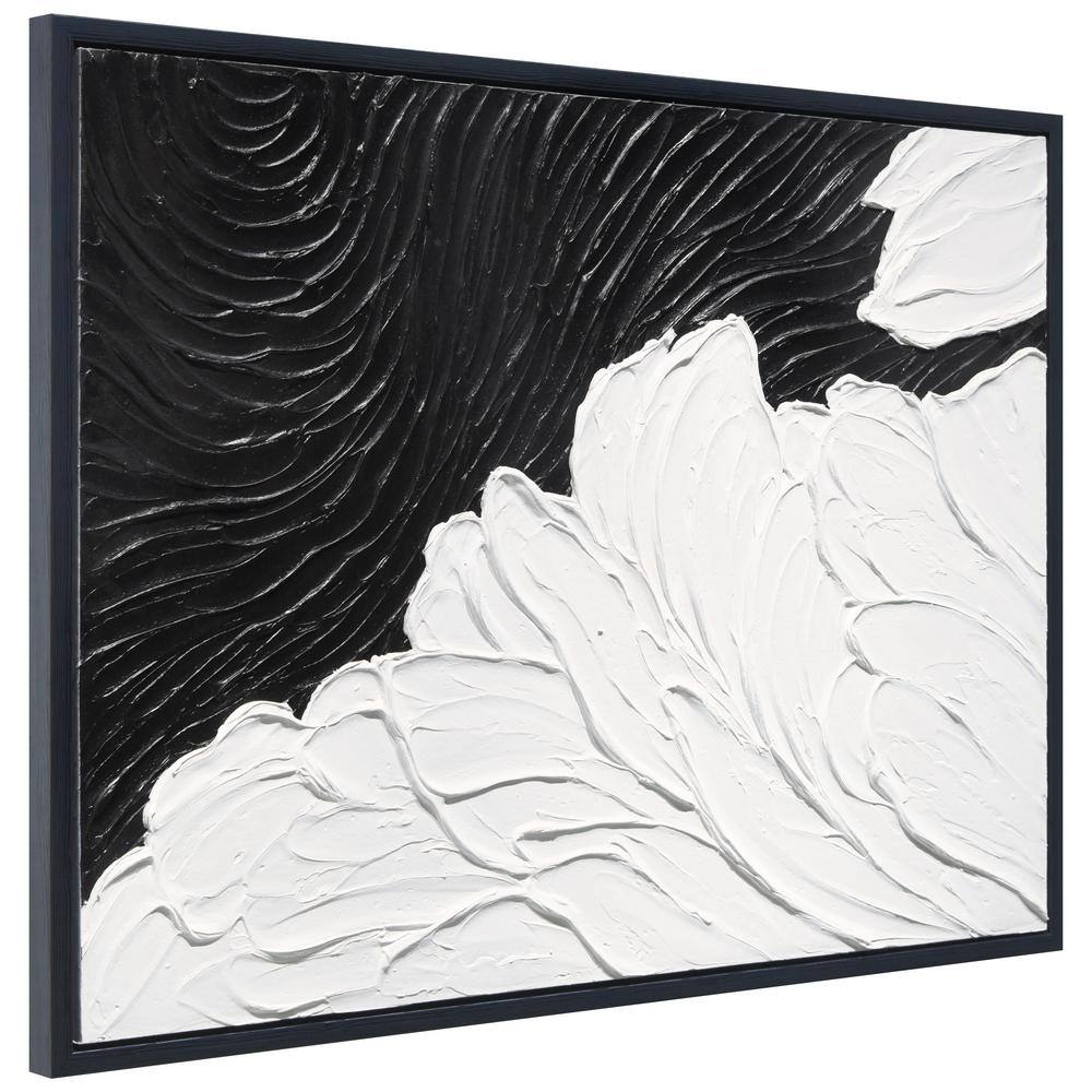 Monochrome Black and White Abstract Canvas Painting, 30" x 40"
