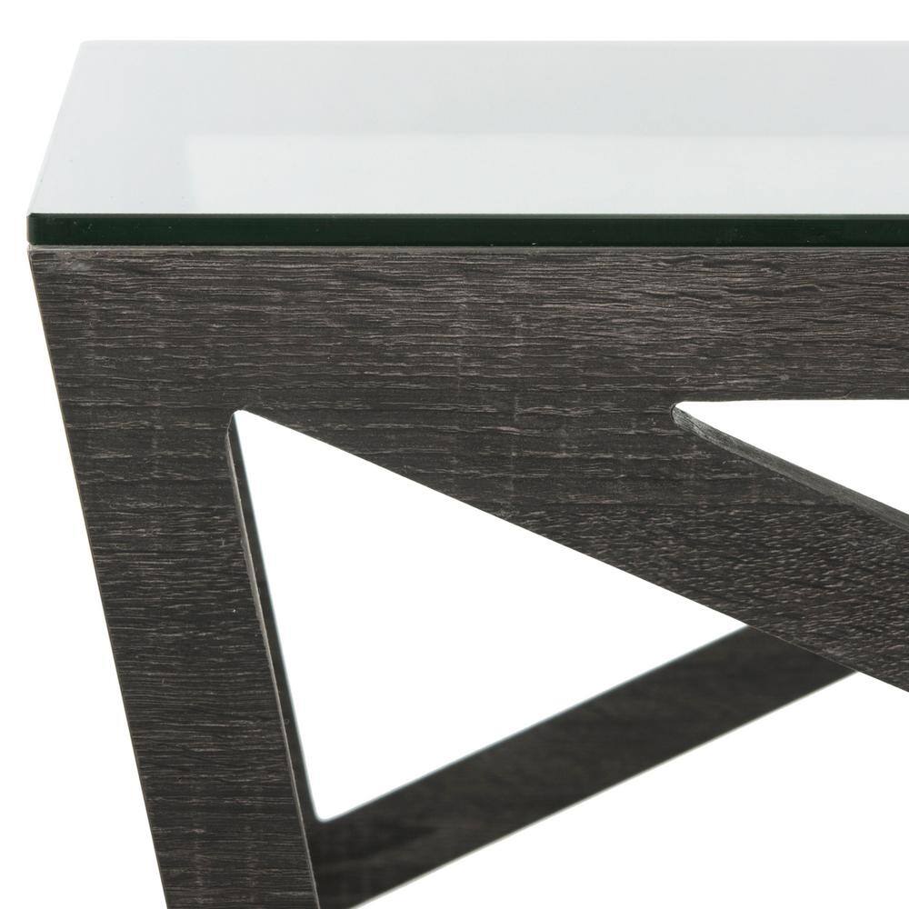 Transitional Gray-Brown Square Wood & Glass Coffee Table