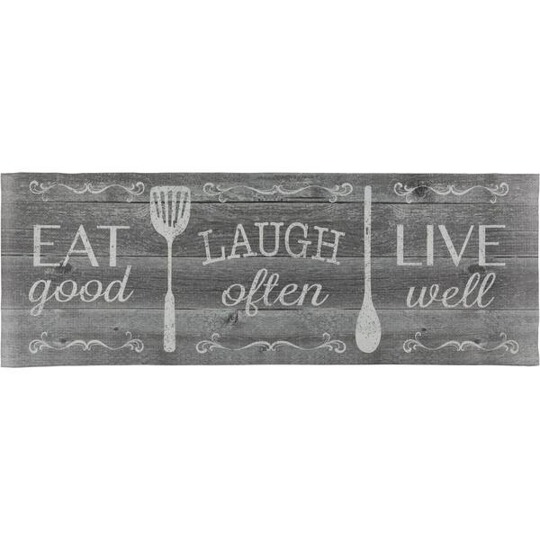 J V Textiles Eat Laugh Live 19 6 In X 55 In Anti Fatigue Kitchen Runner Mat Dbc01 The Home Depot