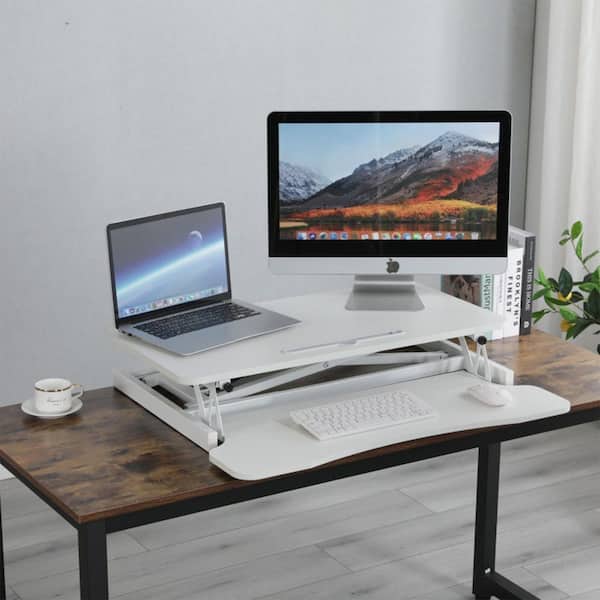 Seafuloy 32 in. White Adjustable Sit to Stand Desk Converter with