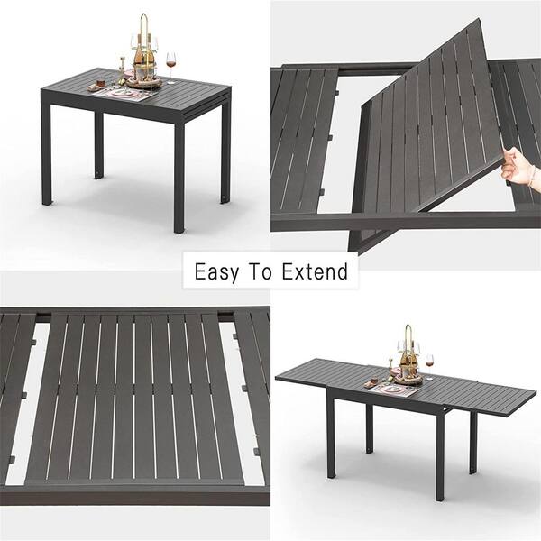 AUTMOON Patio Dining Expandable Table Metal Aluminum Outdoor